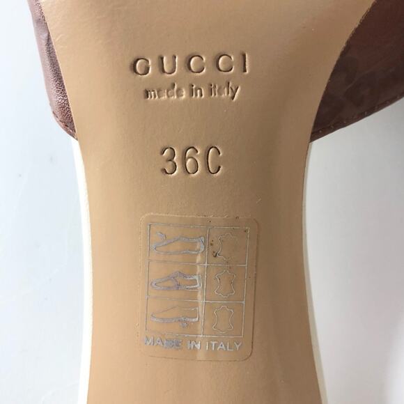 Gucci Retro Vintage Horsebit Monogram Leather Slip On Mules Slides Sandals 36 - Picture 11 of 13